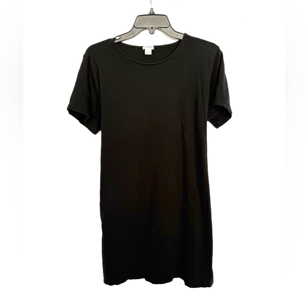 J. Crew 100% Cotton Dress Short Sleeve Solid Black Tie Back Womens Size Large